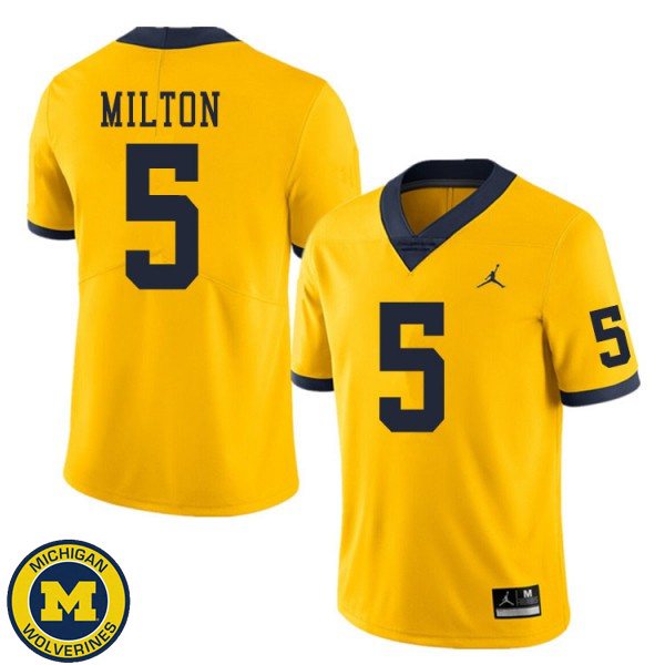 Men's Michigan Wolverines #5 Joe Milton Yellow Fashion Jersey